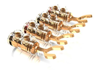 Viablue TS Kabelschuhe 8 mm / HighEnd Spades / 2 Paar / 8 mm Gabelweite / 24k