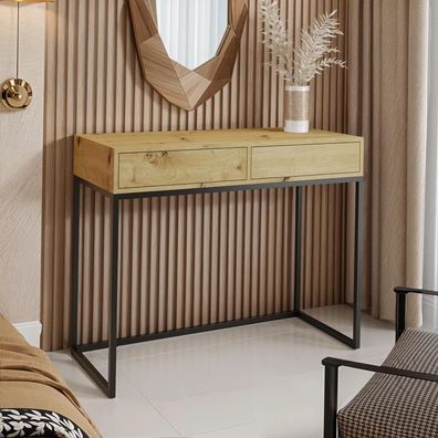 AX LIVING Schminktisch Lortie 80 cm Wotan Eiche schwarzes Gestell