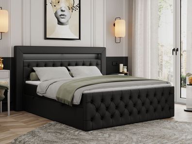 Boxspringbett GOLD 9 mit zwei Bettkästen, Doppelbett mit LED Kopfteil