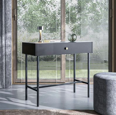 AX LIVING Tisch mit Schubladen Dinley 93 cm Schwarz auf Metallgestell