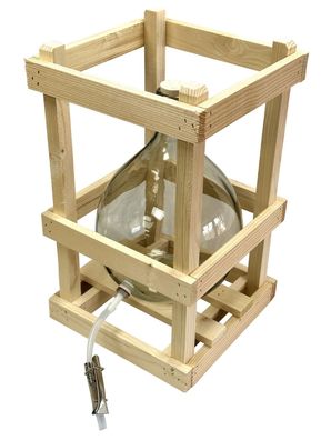 Glasballon im Holzgestell 10 Liter | Set mit Ablaufhahn & Korken