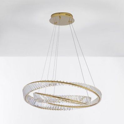 Nova Luce 9333063 Aurelia LED Pendelleuchte 2 Ringe 3500K Gold Kristall