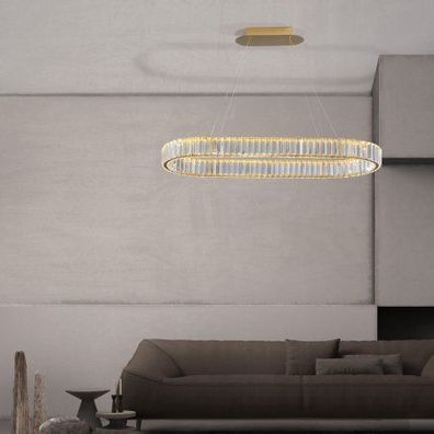 Nova Luce 9333073 Aurelia LED Pendelleuchte 92cm 3500K Gold Kristall