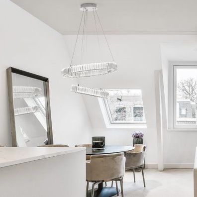 Nova Luce 9333068 Aurelia LED Pendelleuchte 2 Ringe 3500K Chrom Kristall