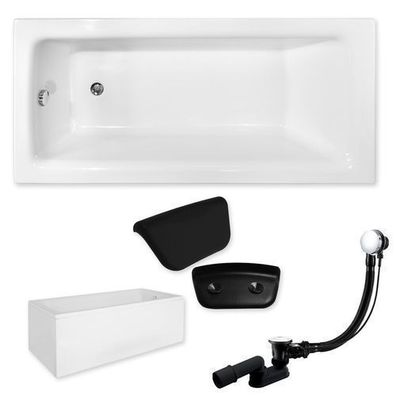Badewanne Rechteck 110x70 TALIA + AcrylSchürze + Kopfstütze | Ablauf & Füße GRATIS