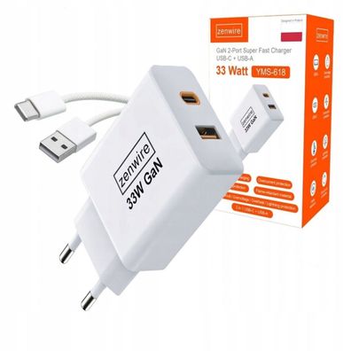 Schnellladegerät Cube GAN III 33W USB-C USB-A Power Adapter Zenwire YMS-618