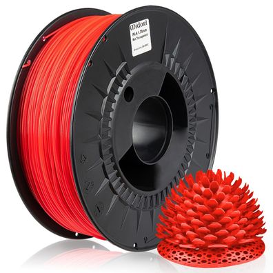 3 x MIDORI® 3D Drucker 1,75mm PLA Filament 1kg Spule Rolle Premium Rot Transparent