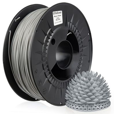 2 x MIDORI® 3D Drucker 1,75mm PLA Filament 1kg Spule Rolle Premium Silber RAL9006