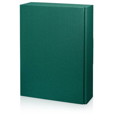 25 x Präsentkarton für 3 Flaschen 360x250x90 mm offene Welle Grün