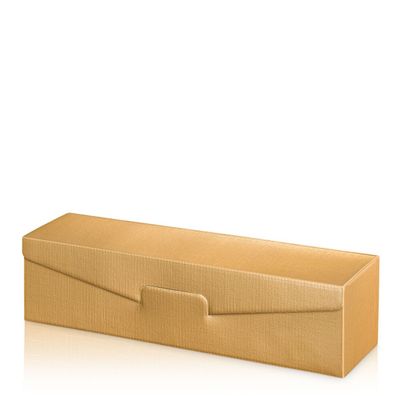 1000 x Präsentkarton für 1 Flasche 380x95x90 mm strukturgeprägt Gold