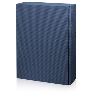 1000 x Präsentkarton für 3 Flaschen 360x250x90 mm offene Welle Blau