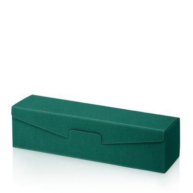 500 x Präsentkarton für 1 Flasche 380x95x90 mm offene Welle Grün