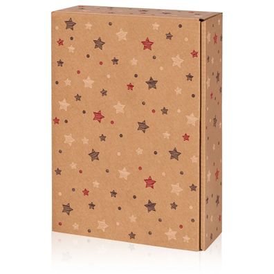 25 x Präsentkarton für 3 Flaschen 360x250x90 mm Kraftpapier Weihnachten Natur Rot