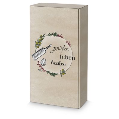25 x Präsentkarton für 2 Flaschen 360x180x90 mm Motivdruck Grau