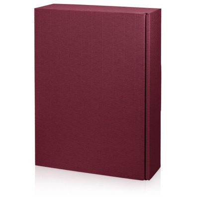 500 x Präsentkarton für 3 Flaschen 360x250x90 mm offene Welle Rot Bordeaux