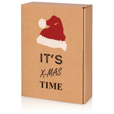 25 x Präsentkarton für 3 Flaschen 360x250x90 mm Kraftpapier Weihnachten Natur Rot Wei