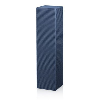 50 x Faltschachtel für 1 Flasche 90x90x355 mm offene Welle Blau