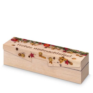 1000 x Präsentkarton für 1 Flasche 380x95x90 mm Holzoptik Schokobraun Braun