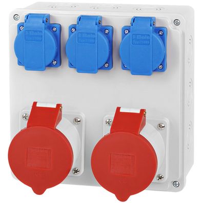 Baustromverteiler Wandverteiler 2x 16A 5-polig 400V CEE 3x 230V Bals Schuko Steckdose