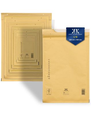 150 Luftpolster-Versandtaschen I9 I/9 320x450mm (Außenmaß) DIN A3+ Braun