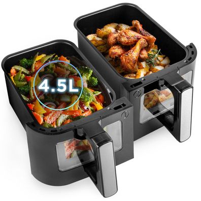Duronic AFD2 BK 9L Airfryer Ersatzkörbe 2 x 5L Frittierkorb Frittieren ohne Öl