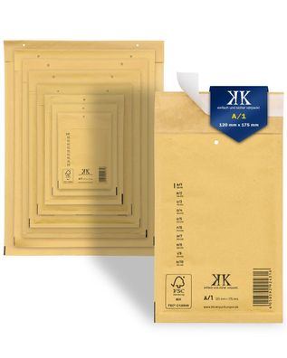 1000 Luftpolster-Versandtaschen A1 A/1 120x175mm (Außenmaß) DIN A6+ Braun