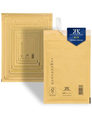 400 Luftpolster-Versandtaschen C3 C/3 170x225mm (Außenmaß) DIN A5+ Braun