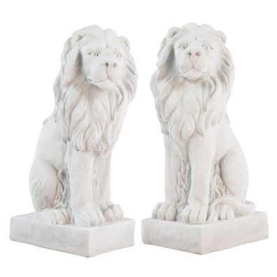 2x XL Löwe Skulptur Figur Statue Garten Haus Antik-Stil Gartendeko Torwächter