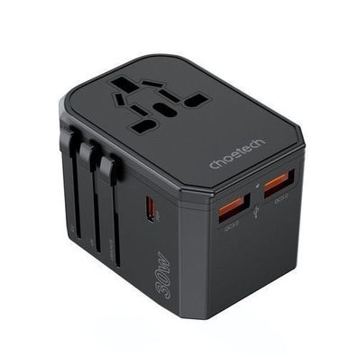 Choetech PD6041 Reise-Ladegeraet USB-C USB-A 30W mit 4 internationalen Adaptern (