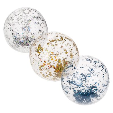 Wasserball mit Glitter Füllung Strandball Beach Ball 35cm aufblasbar transparent