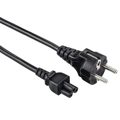 Netzkabel Schutzkontakt-Stecker auf 3pol-Kupplung (Kleeblatt) 0,75m