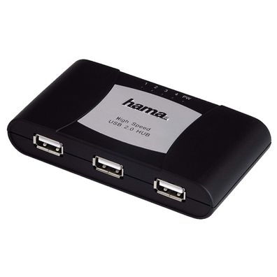 Aktiv 4-Port USB Hub mit Netzteil Schwarz