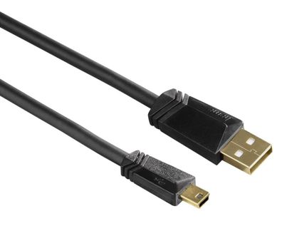 USB Verbindungskabel Typ A - Mini B 1,5m Vergoldet Schwarz