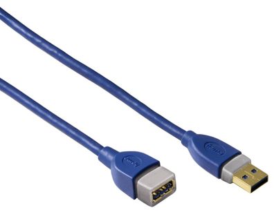 USB 3.0 Verlängerungskabel vergoldet 1,8m Blau
