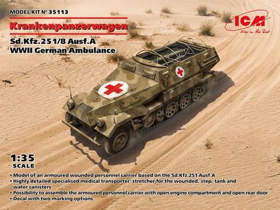 ICM 1:35 35113 Sd. Kfz.251/8 Ausf.A Krankenpanzerwagen, WWII German Ambulance