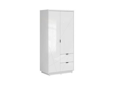 SchiebetürenschrankForn - Kleiderschrank - Schrank - Weiß + Hochglanz Reinweiß
