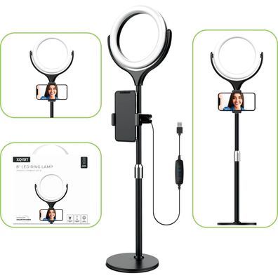 LED-Ringleuchte 8" mit 40cm Tisch-Stativ