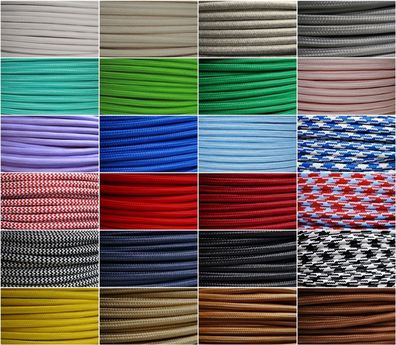 Textil Stromkabel versch. Farben und Ausführungen