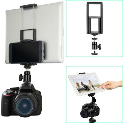 Smartphone/Tablet Halterung + 1/4" Adapter für Blitzschuh