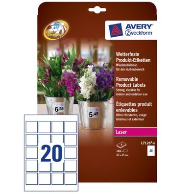 Produkt-Etiketten Wetterfest Weiß 45x45mm 160 Stück