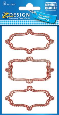 Haushaltsetiketten Schnörkel 6 Stück