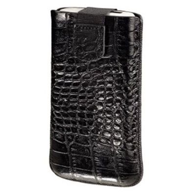 Handy-Tasche Lack + Leder Gr. M Schwarz