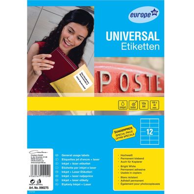 Universal Etiketten Blickdicht 105x48mm Weiß 120 Stück