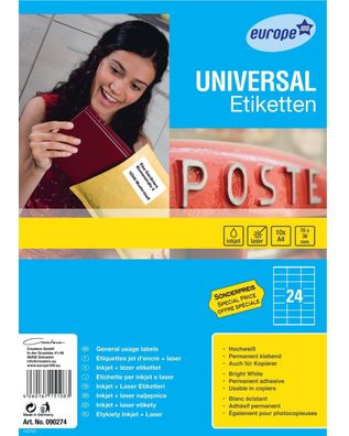 Universal Etiketten Blickdicht 70x36mm Weiß 240x Stück