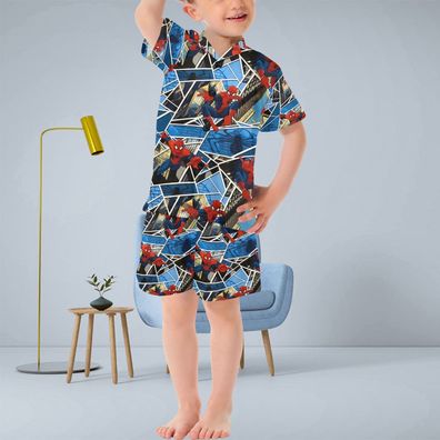 Kinder Pyjama / Schlafanzug mit kurzen Hosenbeinen "Spidermanf"