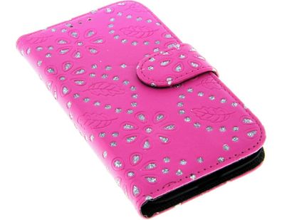 Book-style Tasche Strass Kartenfach für Samsung Galaxy S4 pink