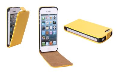 Flip Case für Apple iPhone 5 gelb ultra slim