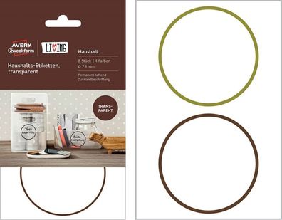 LIVING Haushalts-Etiketten Ø 73mm Transparent