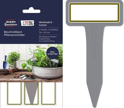 LIVING 2x Beschreibbare Pflanzenschilder Quer