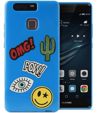 TPU Cover Patch-Mania Blau für Huawei P9
